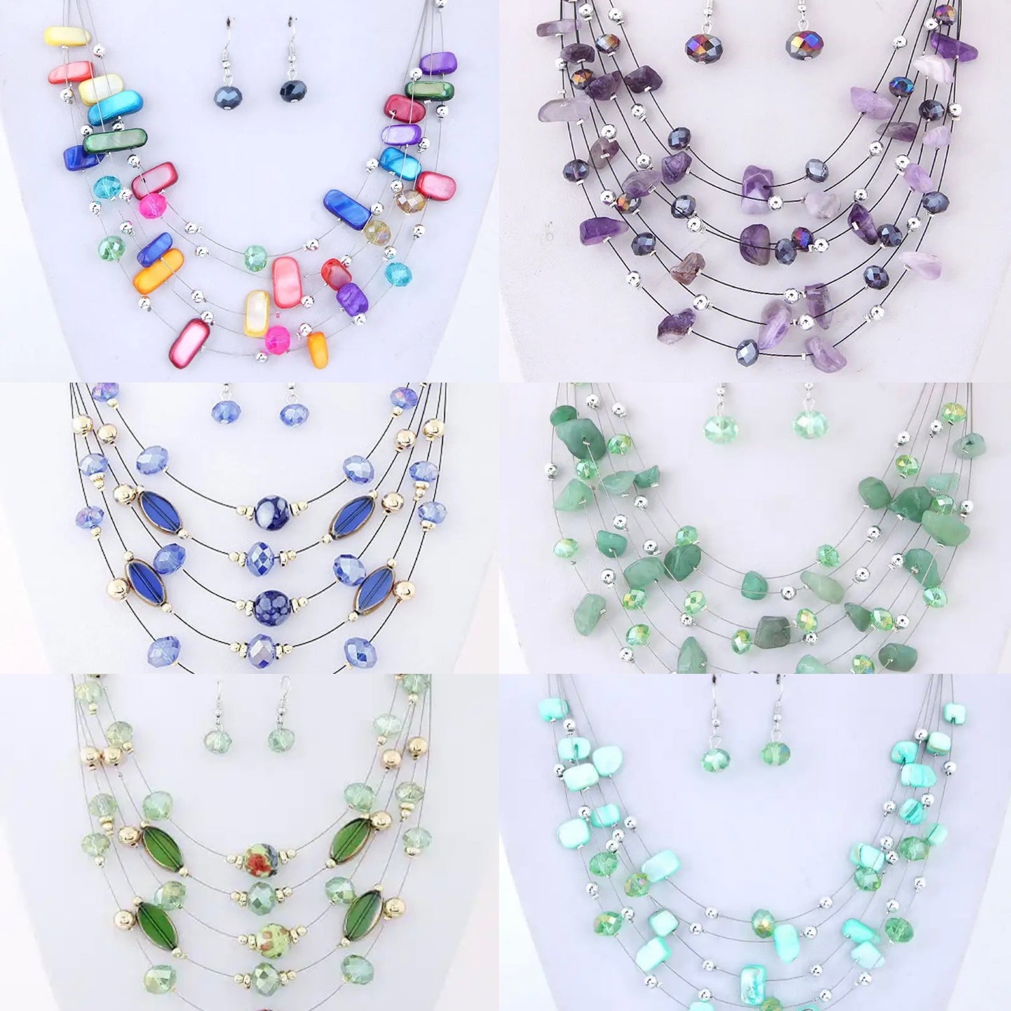 Bohemian Multi-layer African Beaded Necklace & Earring Set