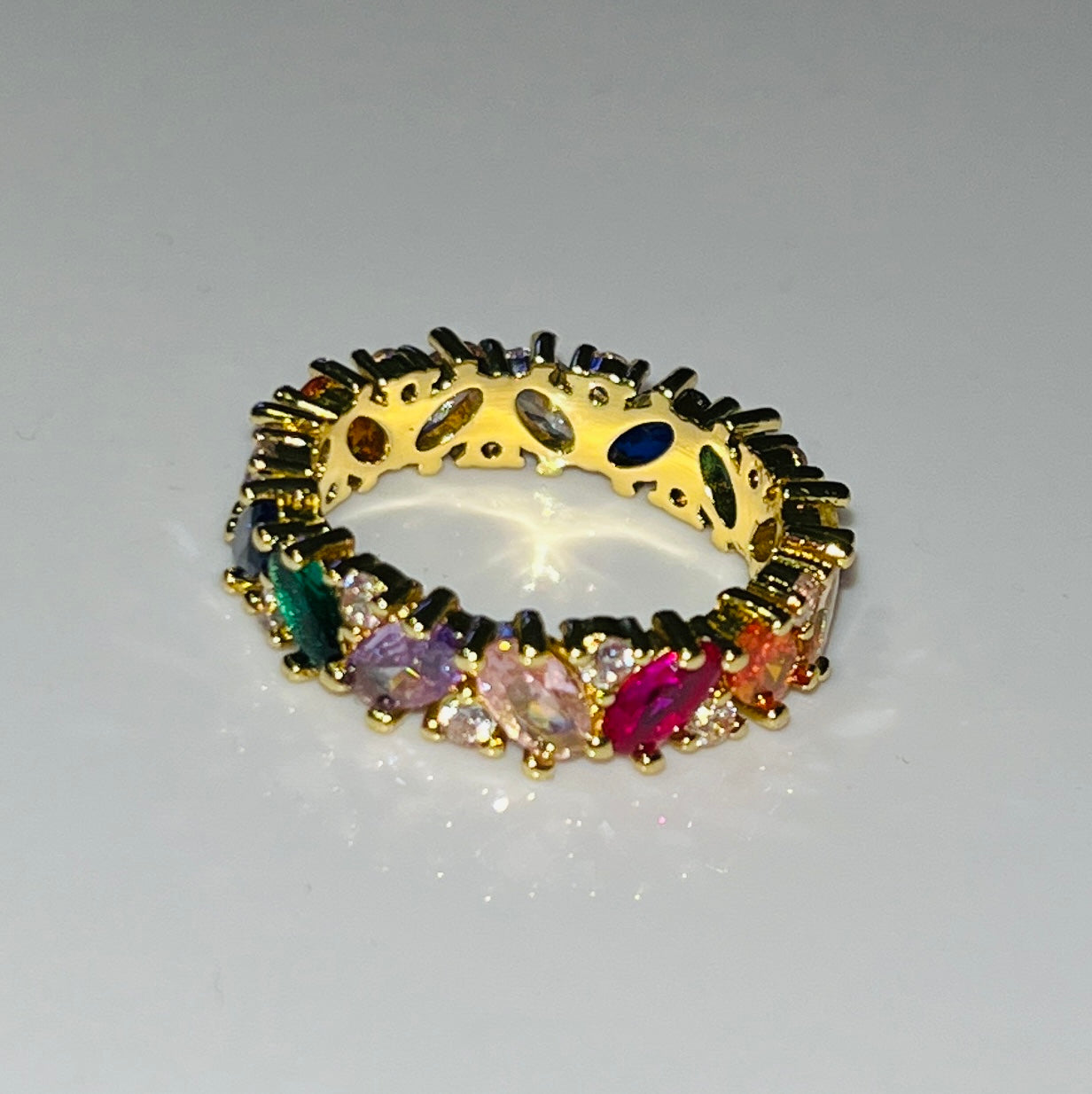 Rainbow Stepping Stones & Stars CZ Ring