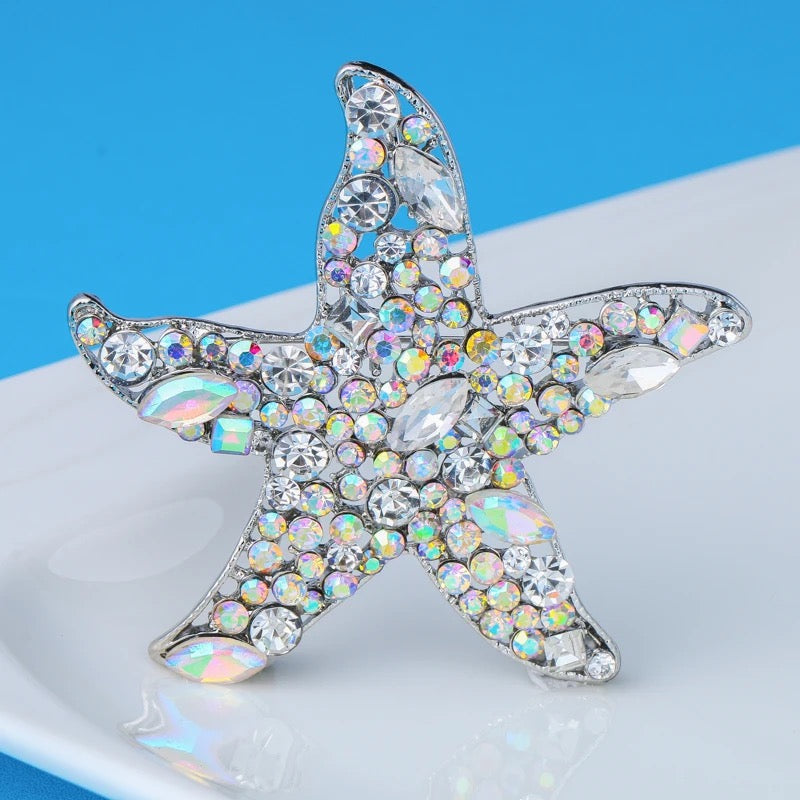 Sparkling Starfish Rhinestone Brooch & Pendant