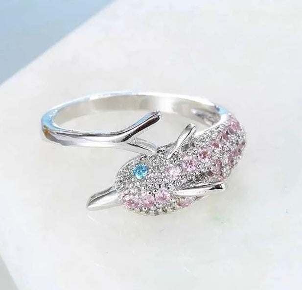 Crystal Dolphin Ring