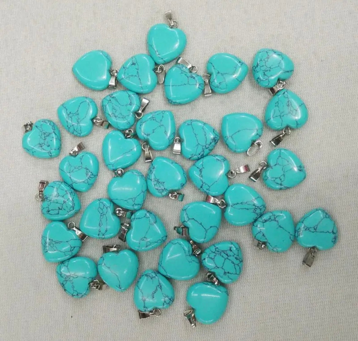 Natural Stone Heart Charms