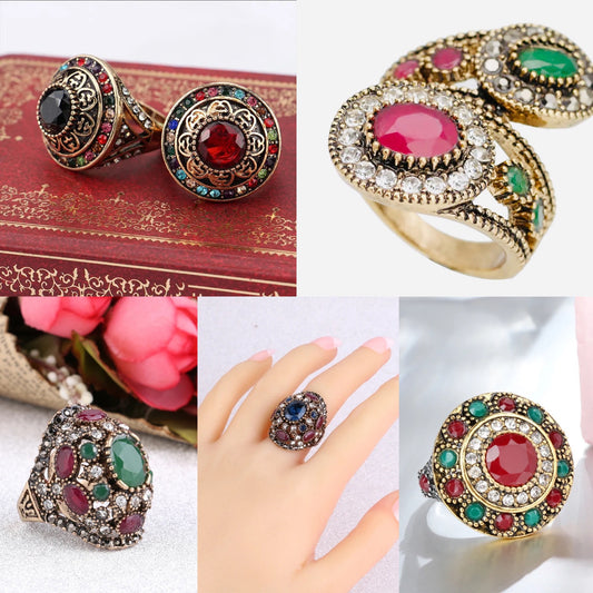 Turkish Resin & Crystal Rings