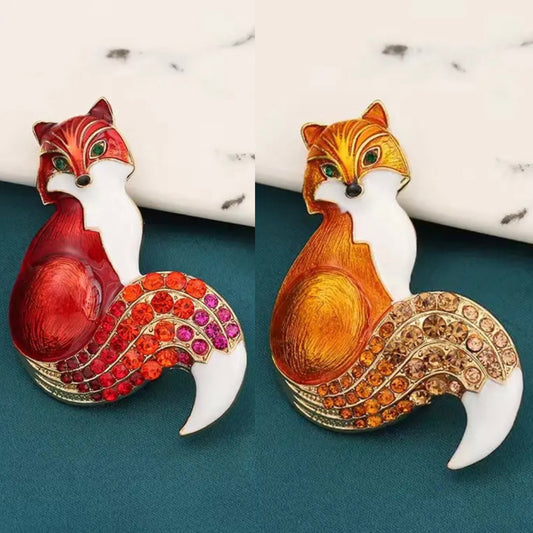 Rhinestone Fox Brooch & Pendant