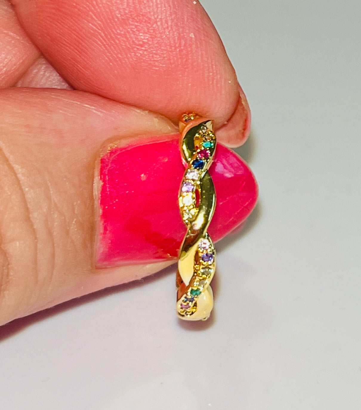 Rainbow Swirl CZ Ring