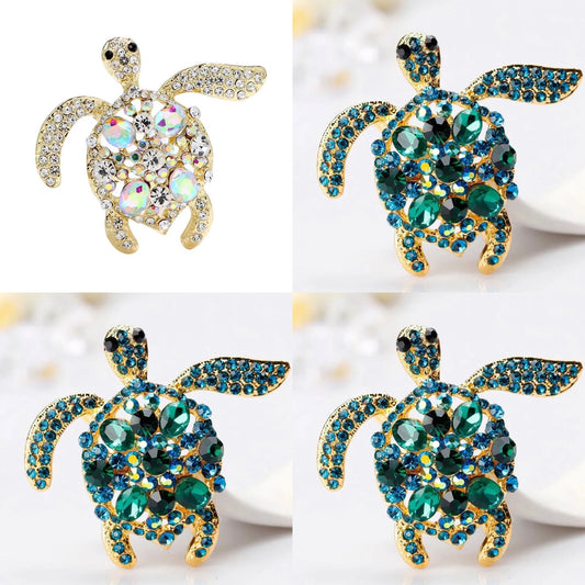 Sea Turtle Crystal Brooch