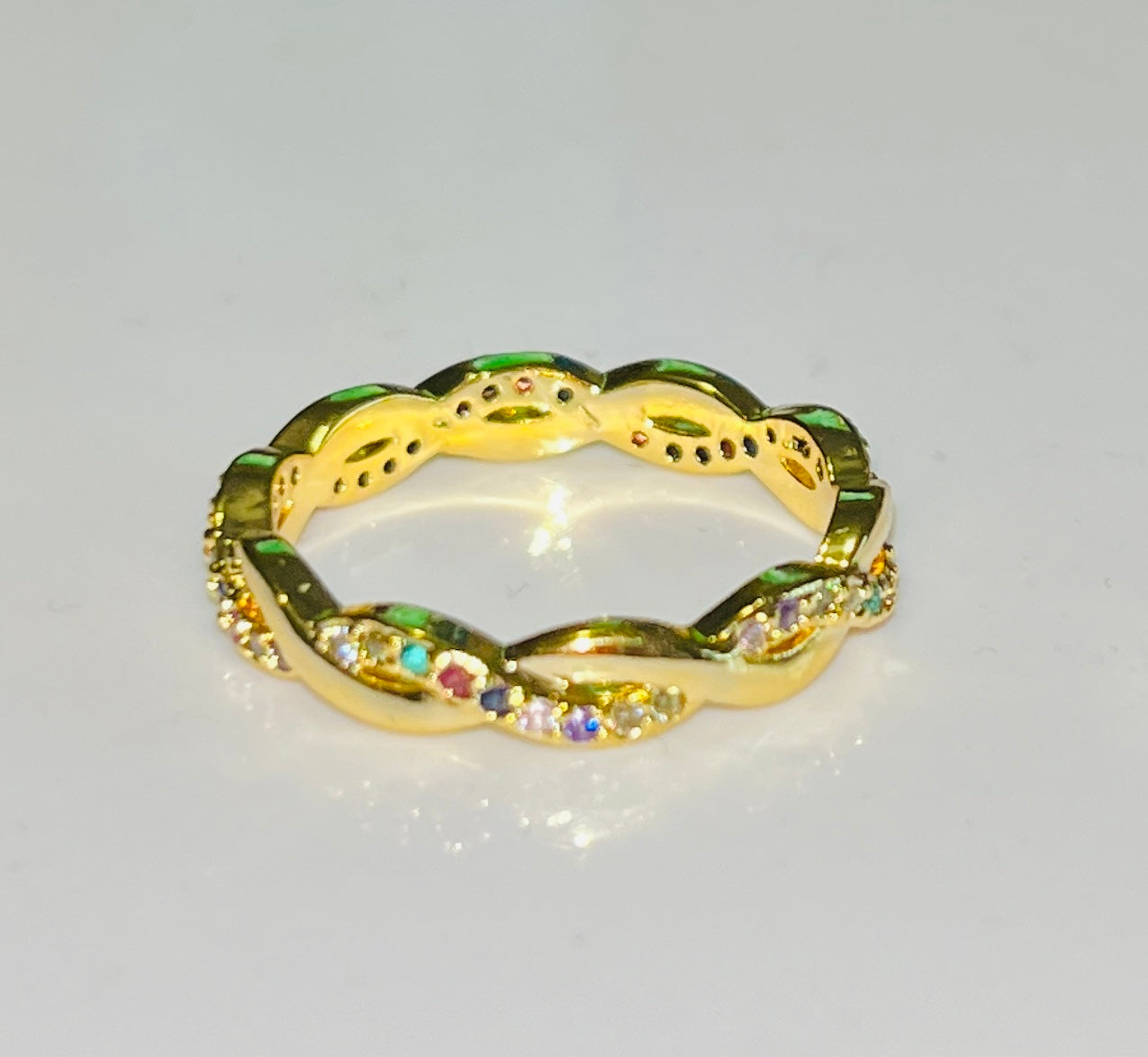 Rainbow Swirl CZ Ring