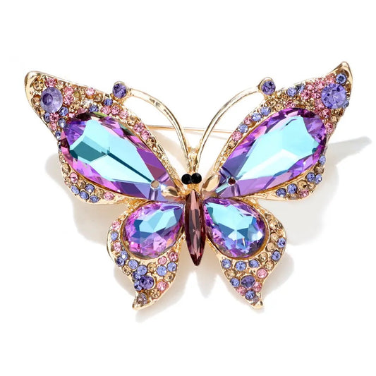 Crystal Violet Blue Butterfly Brooch