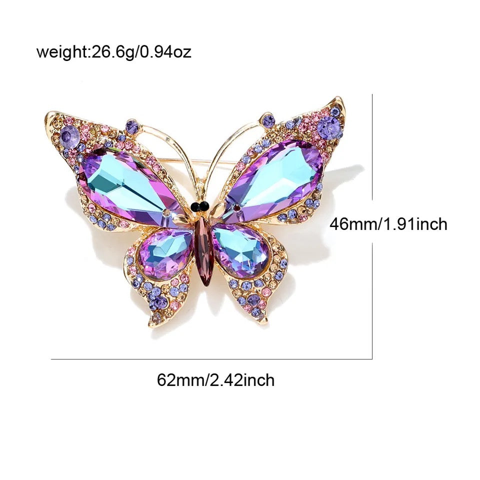 Crystal Violet Blue Butterfly Brooch