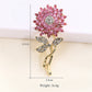 Rhinestone Pink Sunflower Brooch