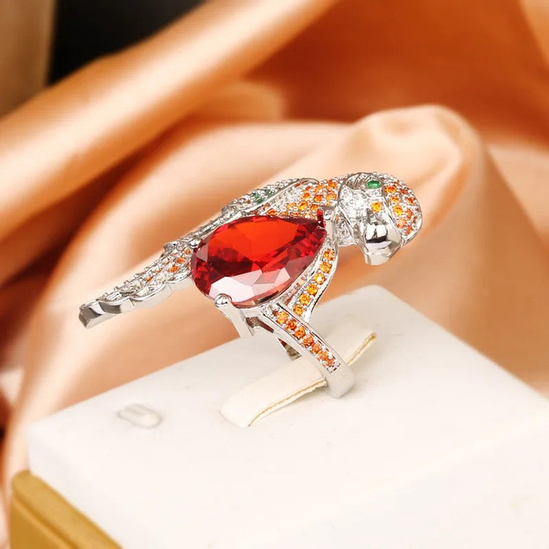 Big Beak Red Parrot Bird Party Ring