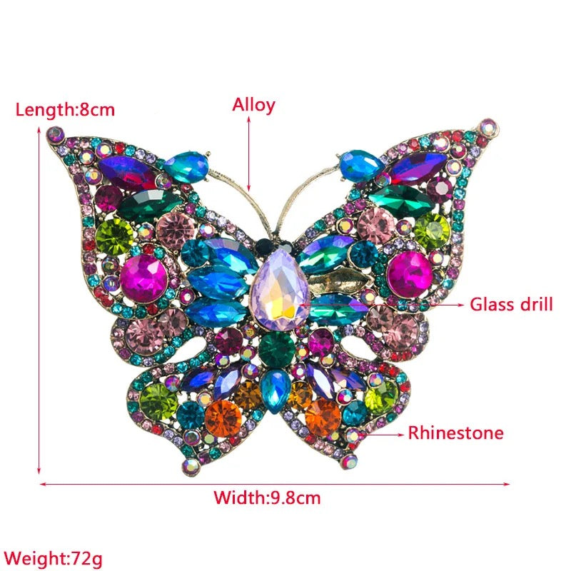 Vintage Luxury Large Crystal Butterfly Brooch & Pendant