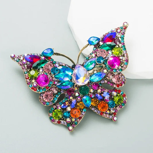 Vintage Luxury Large Crystal Butterfly Brooch & Pendant