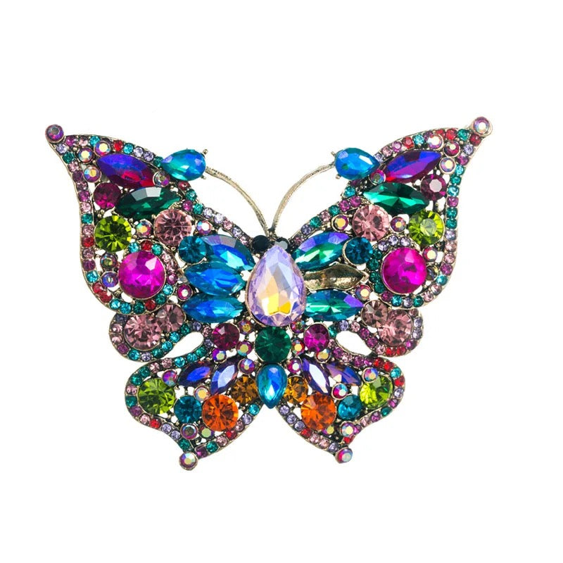 Vintage Luxury Large Crystal Butterfly Brooch & Pendant