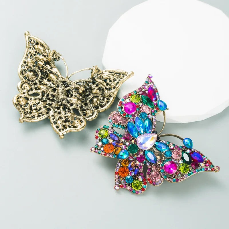 Vintage Luxury Large Crystal Butterfly Brooch & Pendant