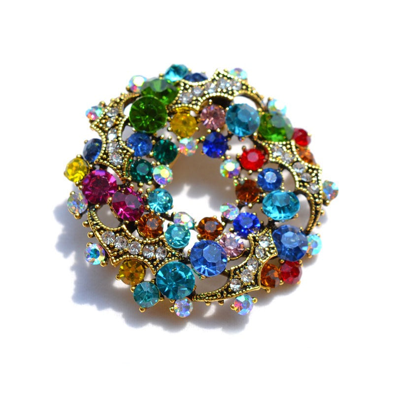 Rhinestone Seasonal Wreath Brooch & Pendant