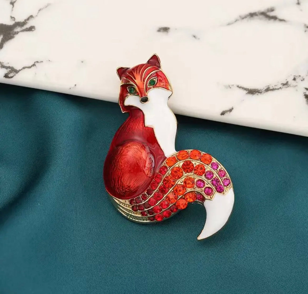 Rhinestone Fox Brooch & Pendant