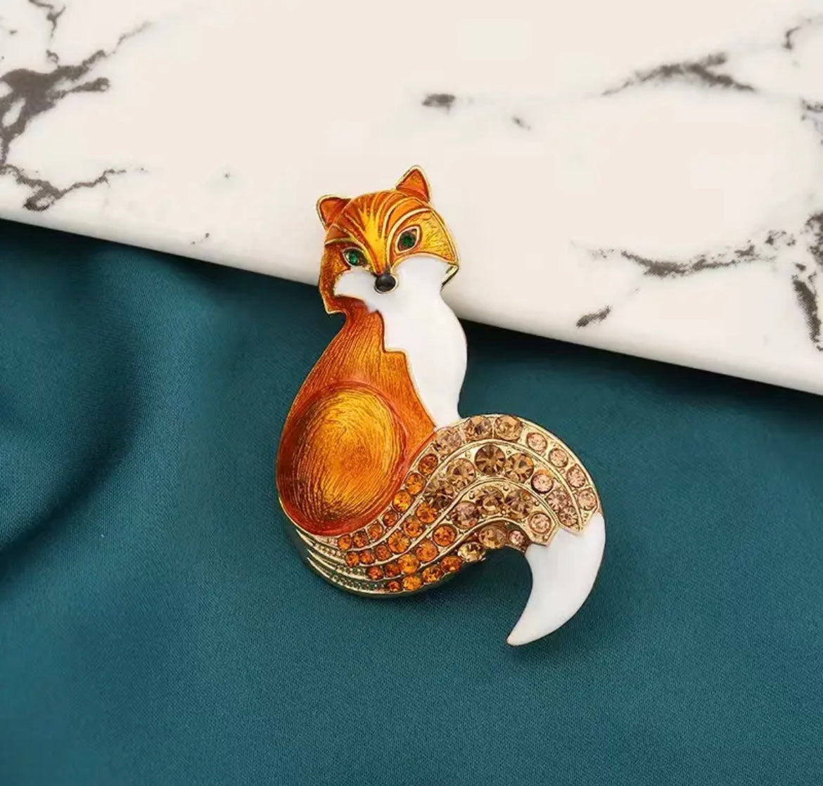 Rhinestone Fox Brooch & Pendant