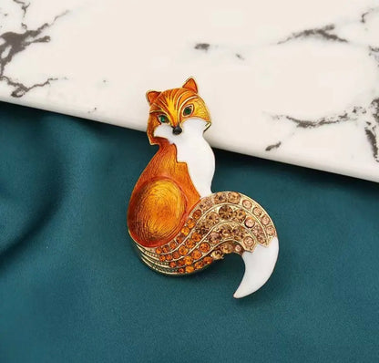 Rhinestone Fox Brooch & Pendant