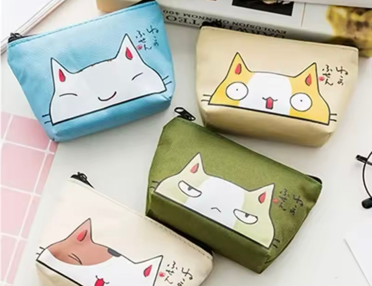 Cat Canvas Coin Pouch