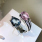 Pink Tourmaline & Blue Topaz CZ Ring