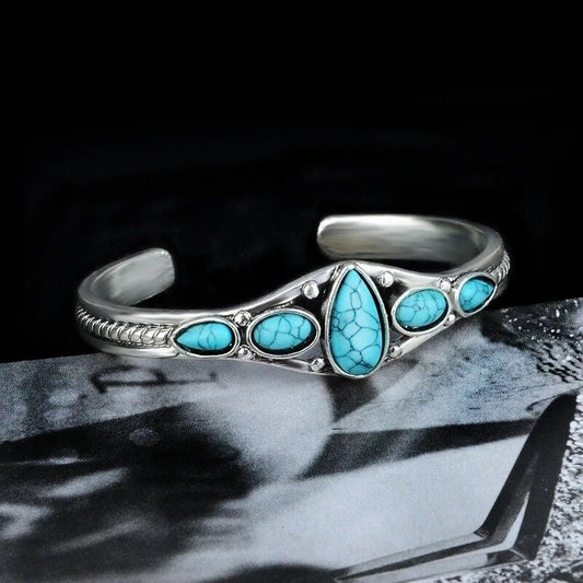 Vintage 5-Stone Silver Turquoise Bracelet