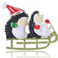 Sledding Hedgehog Christmas Brooch