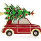 Red Car With Tree Christmas Brooch