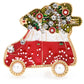 Sparkly Red Van with Christmas Tree Brooch