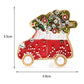 Sparkly Red Van with Christmas Tree Brooch