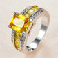 Yellow Crystal Zircon Stone Ring