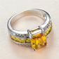 Yellow Crystal Zircon Stone Ring