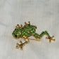 Green Frog Rhinestone Brooch