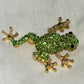 Green Frog Rhinestone Brooch