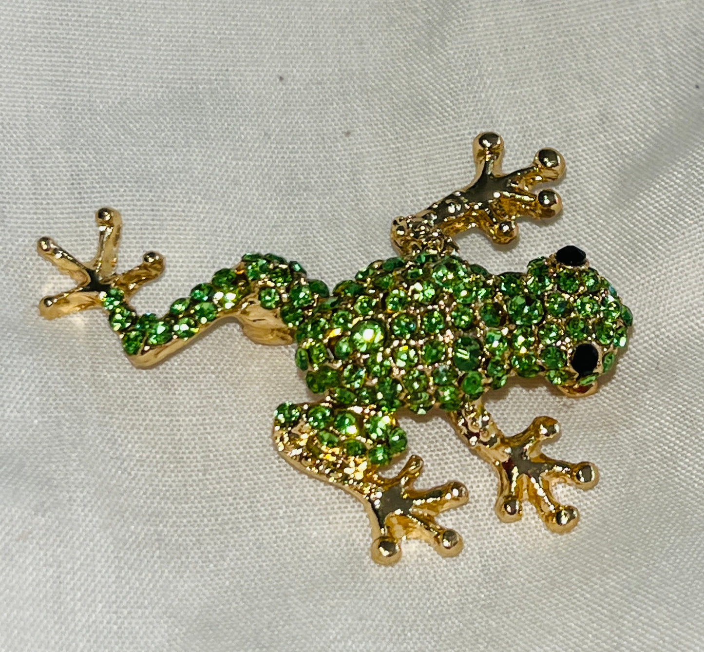 Green Frog Rhinestone Brooch