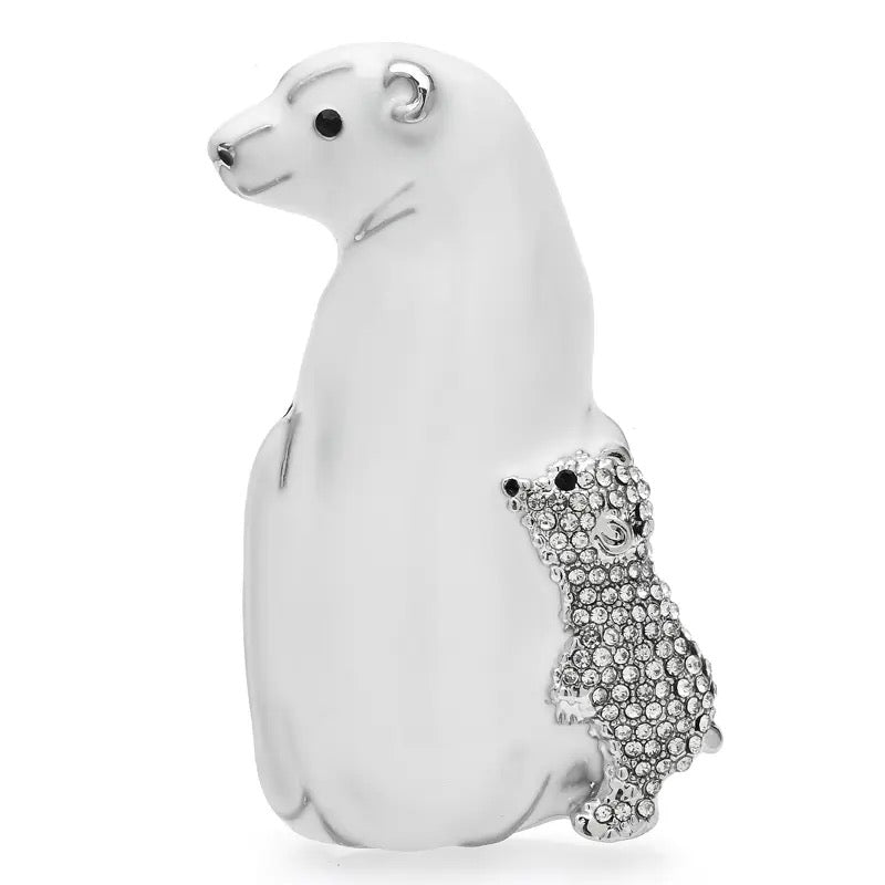 Mama & Baby Polar Bear Brooch