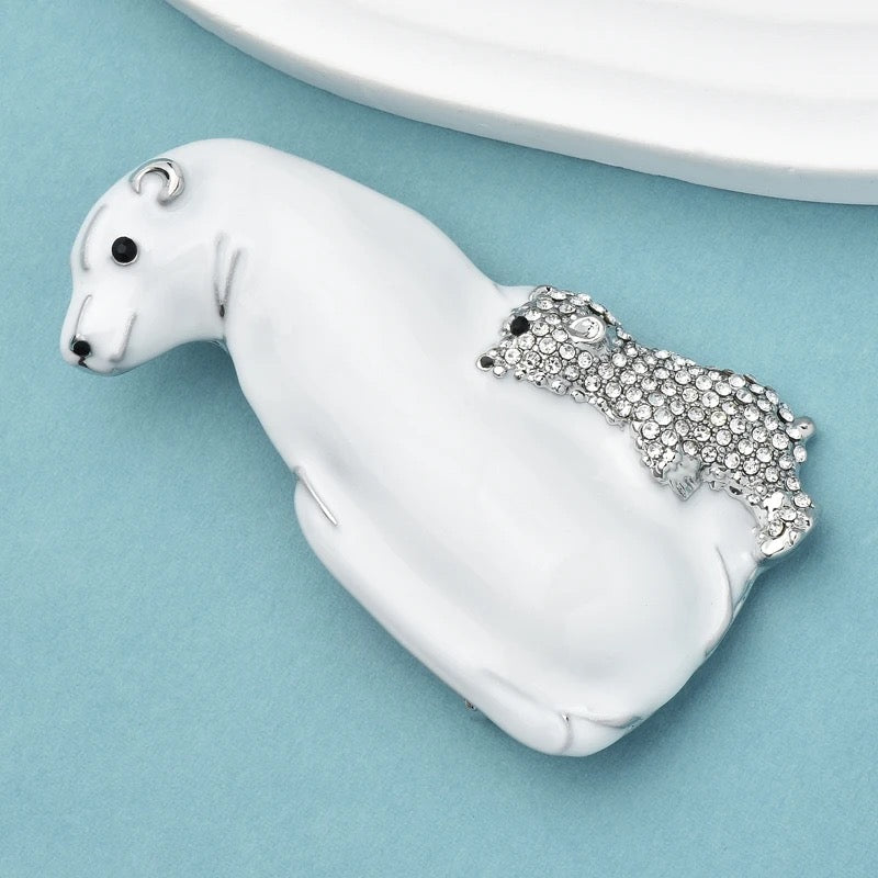 Mama & Baby Polar Bear Brooch