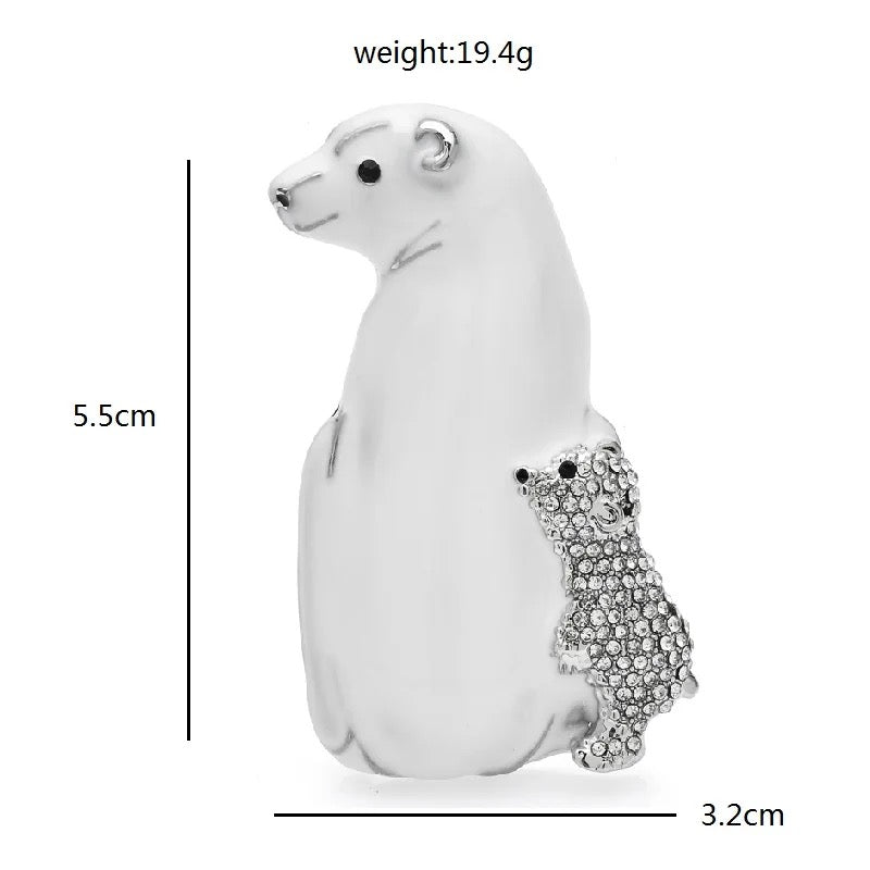 Mama & Baby Polar Bear Brooch