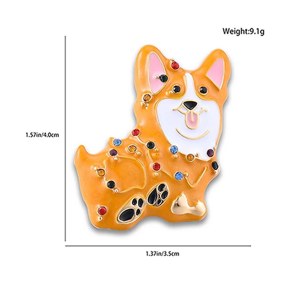 Christmas Jimihen Corgi Lapel Pin