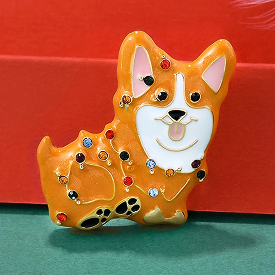 Christmas Jimihen Corgi Lapel Pin