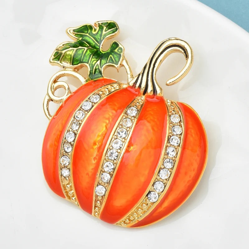 Pumpkin Enamel Brooch