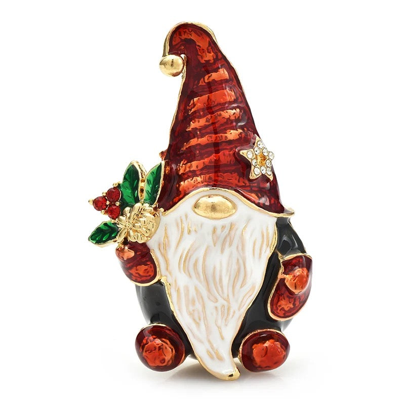 Festive Christmas Gnome Brooch