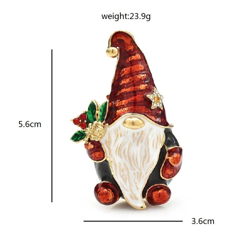 Festive Christmas Gnome Brooch