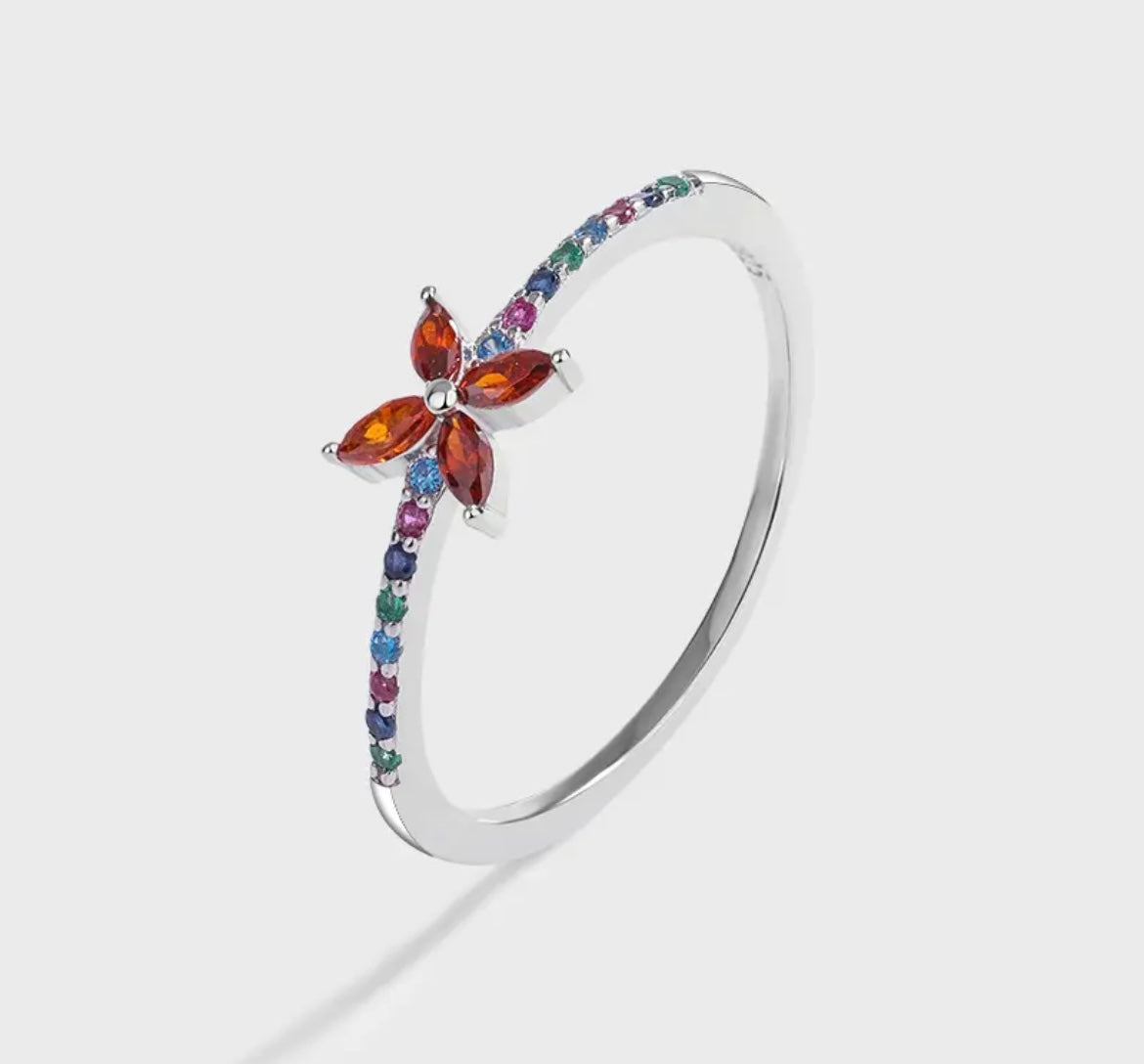 925S Ruby Butterfly Rainbow Ring