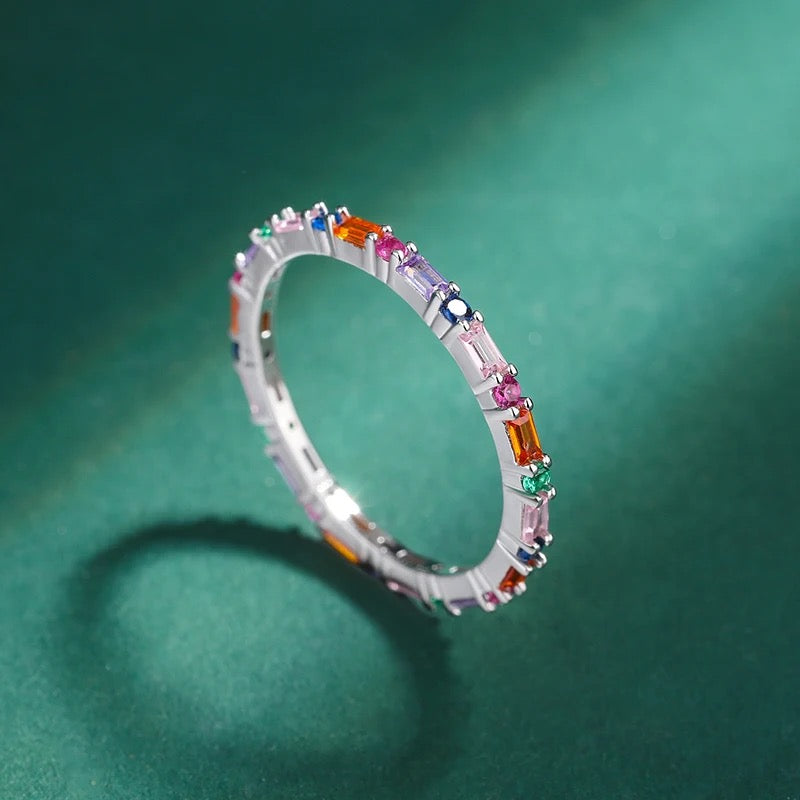 925 Silver Luxury Rainbow Ring