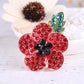 Rhinestone Poppy Brooch