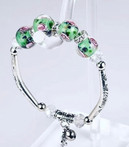 Vintage European Glass Charm Bracelet