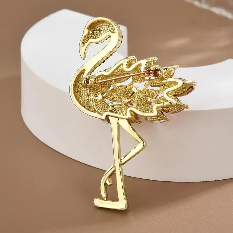 Flamingo Rhinestone Brooch