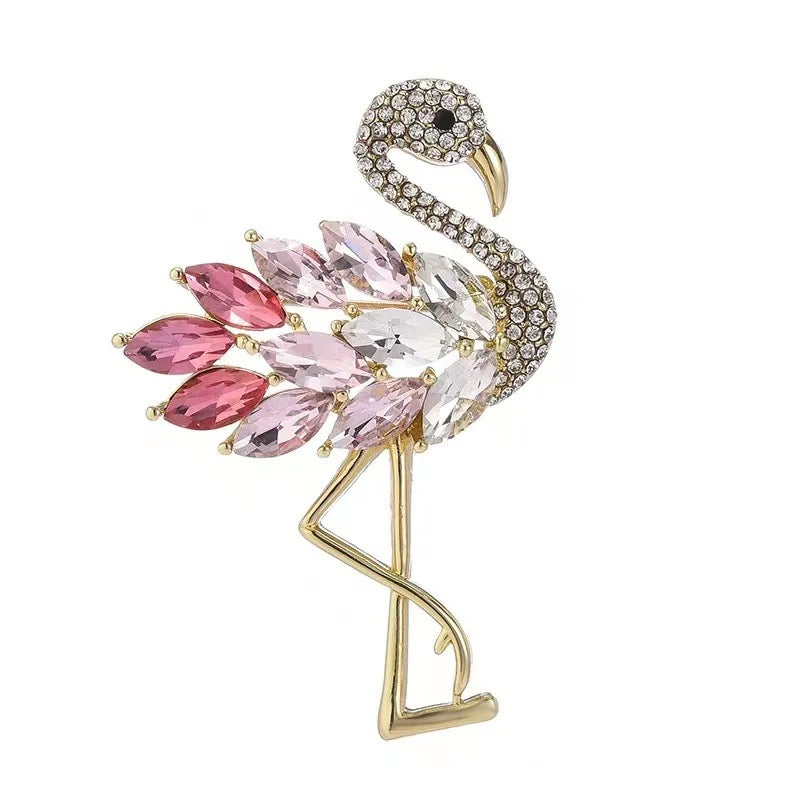 Flamingo Rhinestone Brooch