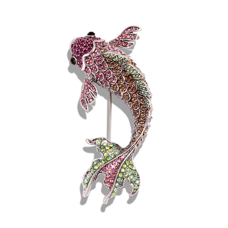 Swimming Koi Rhinestone Brooch