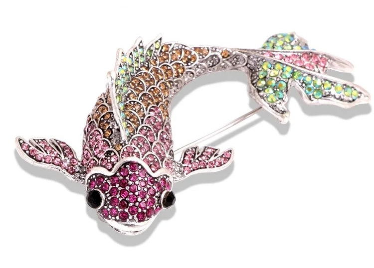 Swimming Koi Rhinestone Brooch